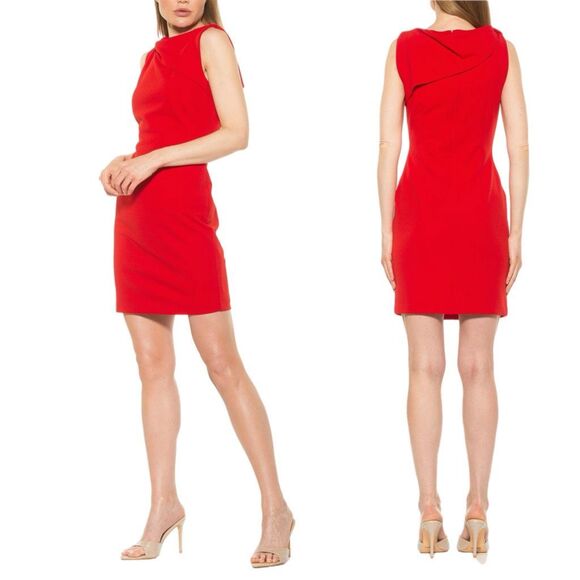 NWT Alexia Admor “Larisa” sheath dress in red with a foldover Size L - Picture 1 of 11